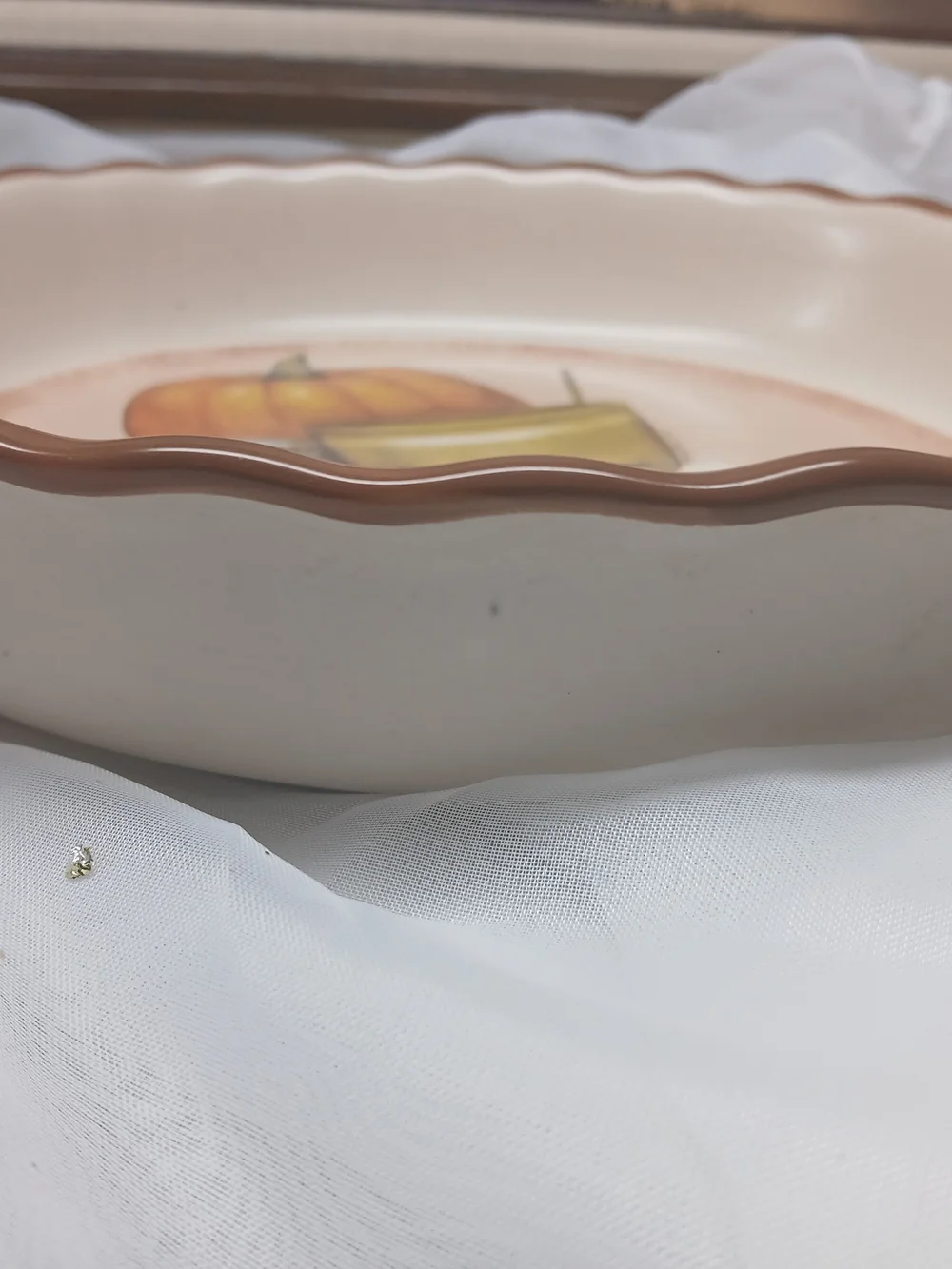 Decorative Fall Pumpkin Ceramic Serving Bowl - Cream and Brown